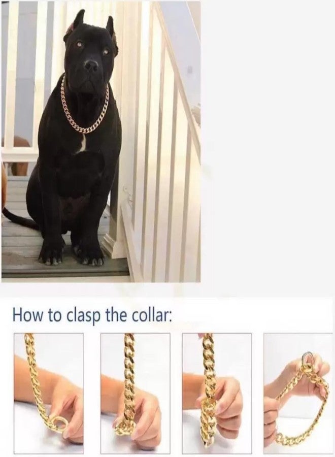 Super Chain Dog Gold Necklace Pure Brass Heavy Duty Diamond Cut Dog Collar for Cats,Puppies and All Breed Dogs (4 Mm,24 Inch-Large) - Image 3