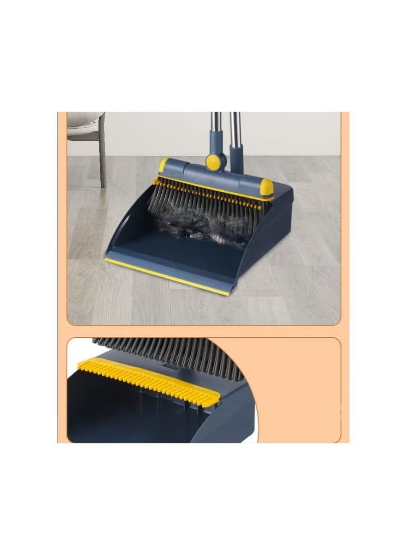 Magnetic Broom and Dustpan Set Stand Up Broom and Dustpan Combo for Office Home Kitchen Lobby Floor Cleaning Foldable Dustpan and 180° Rotate Broom Blue  - Image 4