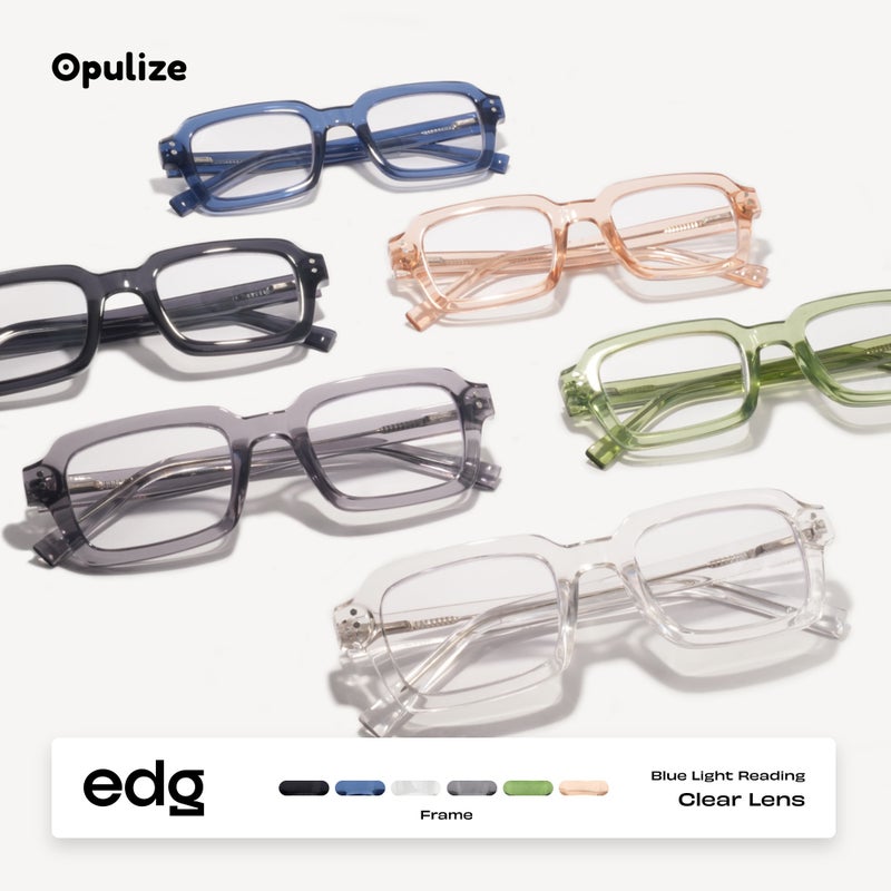 OPULIZE EDG Blue Light Blocking Reading Glasses for Women Men,Anti-reflective Anti-Glare Computer & Gaming Lenses,Vintage Rectangular Frame,UV & Eyestrain Protection,Blue Pink +2.50 (Pack of 2) - Image 4