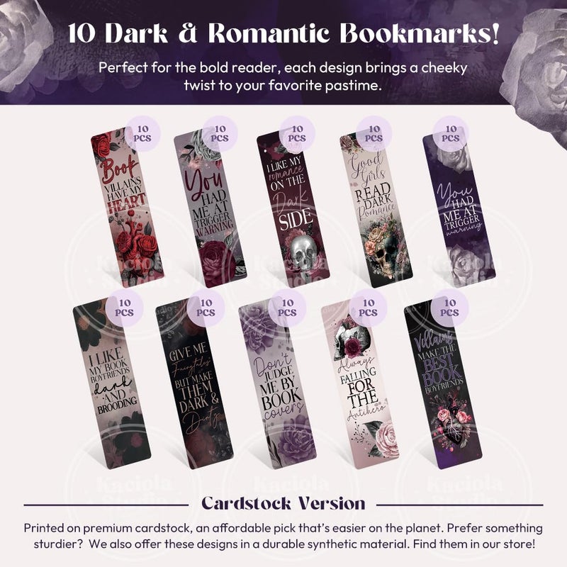 KACIOLA STUDIO 100PCS Bookmarks for Women, Black Romance Theme Paper Bookmarks Bulk 6" x 2" Cute Book Marks for Reading Booklovers Students Schools Gifts (Black Romance) - Image 2