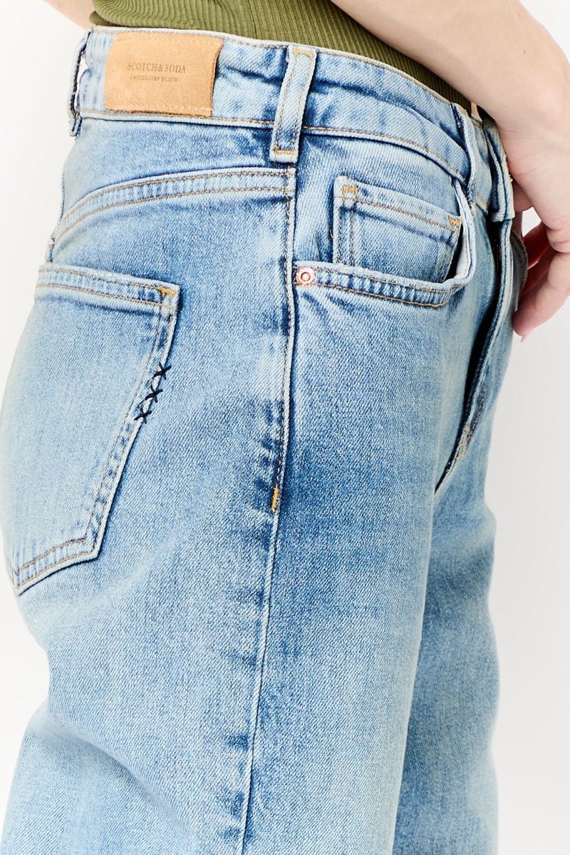 Scotch & Soda Women Slim Fit Washed Stretchable Jeans, Blue - Image 3