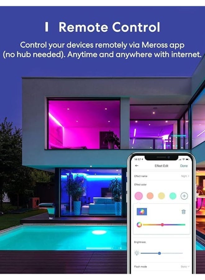 meross WiFi Connected LED Strip, 5M RGBWW Smart Strip Light Compatible with Apple HomeKit, Alexa and Google Home, Multi-Color LED String Lights with Remote Voice Control - Image 3