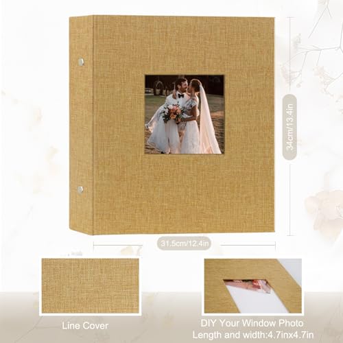 Artmag Fabric Photo Album 4x6 1000 Large Capacity for Family Wedding Anniversary Linen Album Holds 1000 Horizontal and Vertical Photos (1000 Pockets, Khaki) - Image 2