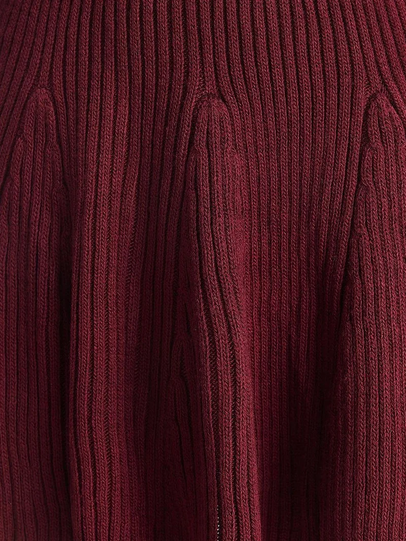 Bianco Lucci Burgundy Red LUCCI Shawl Collar Two-Piece Knitwear Set for Women | Best Price UAE