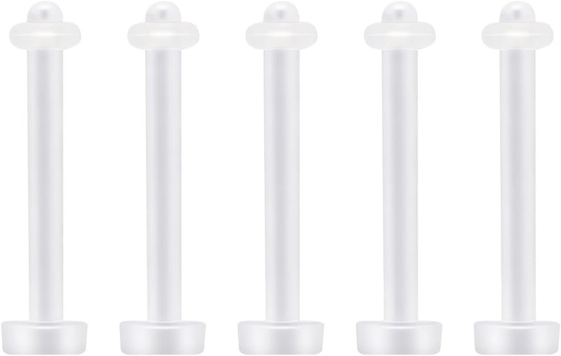 NewkeepsR 8G/10G/12G/14G/16G/18G Bioplast Clear Flat Tongue Nipple Ring Flexible Retainers Spacers Labret Bar - Image 1