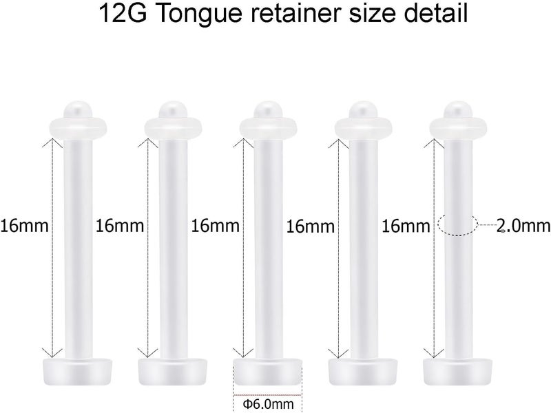 NewkeepsR 8G/10G/12G/14G/16G/18G Bioplast Clear Flat Tongue Nipple Ring Flexible Retainers Spacers Labret Bar - Image 2