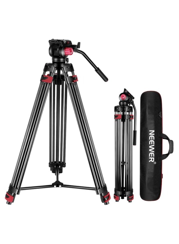 NEEWER 79"/200cm Video Tripod, Heavy Duty Aluminum Alloy Camera Tripod Stand with 360° Fluid Drag Head, QR Plate Compatible with Canon Nikon Sony and Other DSLR Camera Camcorder, Load Up to 17.6lb/8kg - Image 1