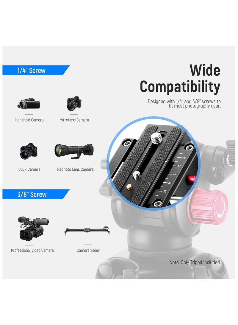 NEEWER 79"/200cm Video Tripod, Heavy Duty Aluminum Alloy Camera Tripod Stand with 360° Fluid Drag Head, QR Plate Compatible with Canon Nikon Sony and Other DSLR Camera Camcorder, Load Up to 17.6lb/8kg - Image 4