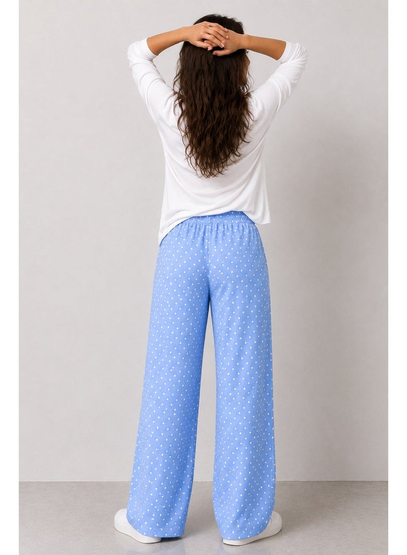 Soft Steps Women’s Wide Leg Polka Dot Pants – Casual Streetwear Lounge Trousers with Elastic Waist and Loose Fit - Image 2