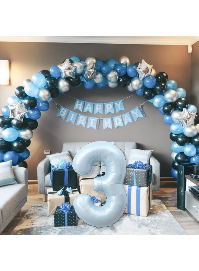 Froova 3rd Birthday Balloons for Boys, 40'' Foil Self Inflating Light Blue Number 3 Balloon, Pastel Blue Large Mylar 3 Balloon Number for Kids 3 Yeal Old Birthday Party Decor Anniversary Decorations Supplies - Image 5