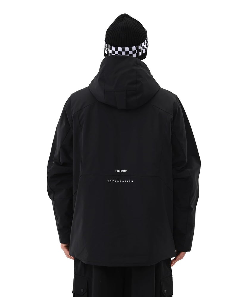 HIGH EXPERIENCE Mens Ski Jacket Snowboard 3L Coat Baggy Waterproof Windproof Warm Insulated Snow Winter Hooded (US, Alpha, Large, Regular, Regular, Black) - Image 2