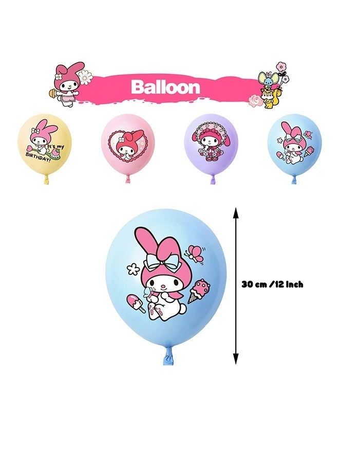 Sanrio My Melody Cartoon Birthday Decorations My Melody Birthday Party Supplies Include Happy Birthday Banner Cake Toppers Cupcake Toppers Balloons Anime Theme Birthday Party Supplies My Melody Birthday Set - Image 4