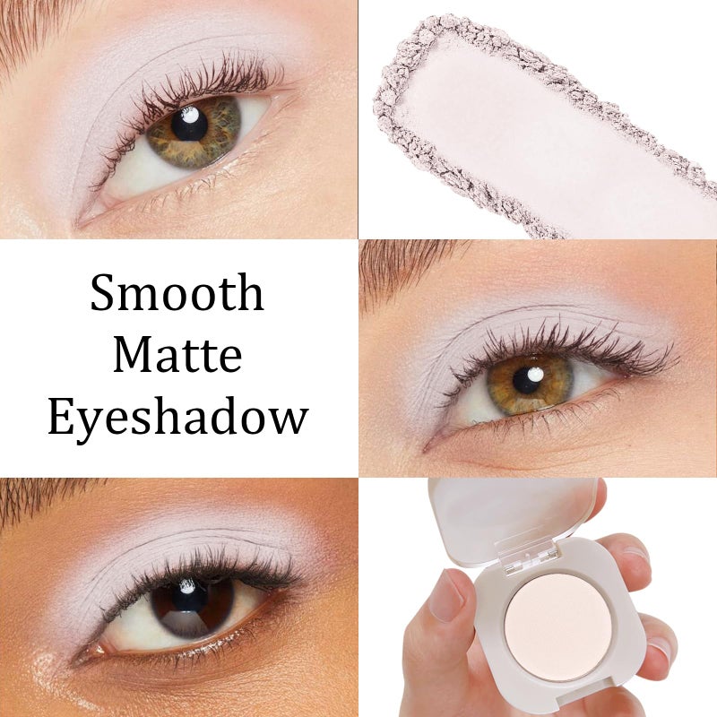 Jutqut Single Matte Eyeshadow, Off White Eye Shadow, Ultra-fine Lightweight Powder, Brightenning Primer Base Eyeshadow, High Pigment, Long Lasting, Multiuse Blendable Korean Eyes Makeup, Moonlight - Image 3