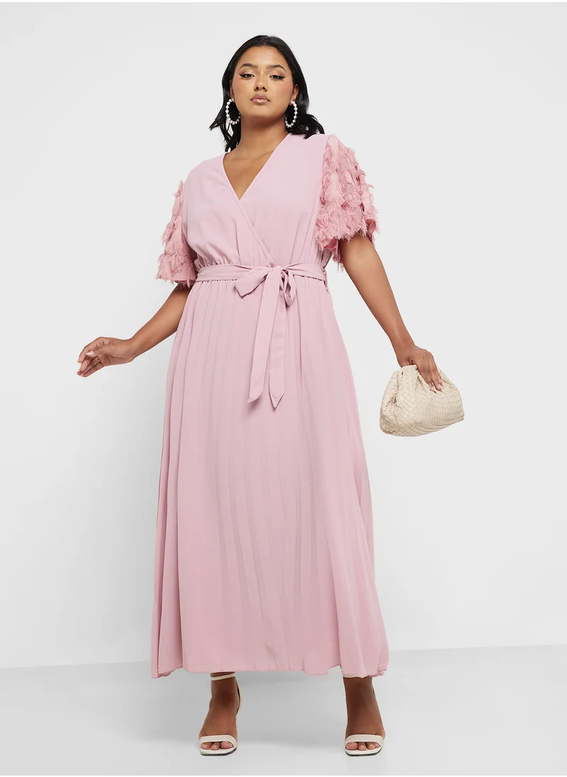 Ella Plus Wrap Dress With Pleats