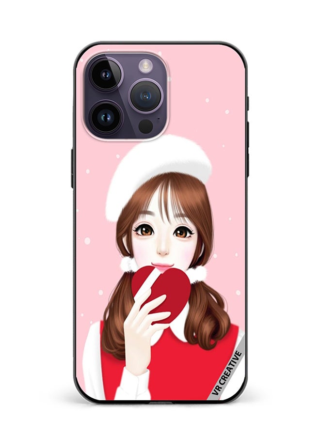 VR CREATIVE Protective Case Cover For Apple iPhone 16 Pro Max Girl Holding Heart Design Multicolour