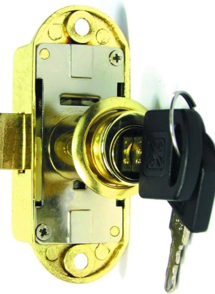 ROBUSTLINE Armstrong Cabinet Rotating Bar Lock Set with Steel Bar (701) (Lock 22mm Dia, Brass Plated) 