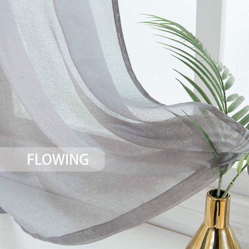 UPOPO Grey Sheer Tier Curtains 24 inches Long Kitchen Tiers Cafe Curtains Bathroom Short Curtain for Door Window Voile Mini Small Curtain Panels Half Window Curtains Cabinet Cover 2 Panels Rod Pocket - Image 4