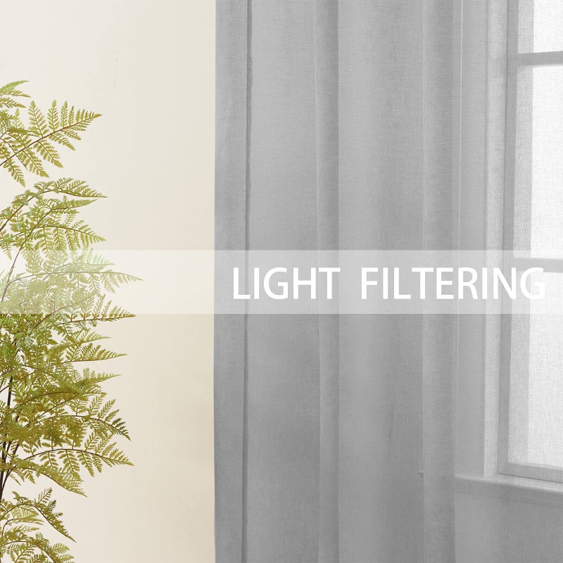UPOPO Grey Sheer Tier Curtains 24 inches Long Kitchen Tiers Cafe Curtains Bathroom Short Curtain for Door Window Voile Mini Small Curtain Panels Half Window Curtains Cabinet Cover 2 Panels Rod Pocket - Image 5