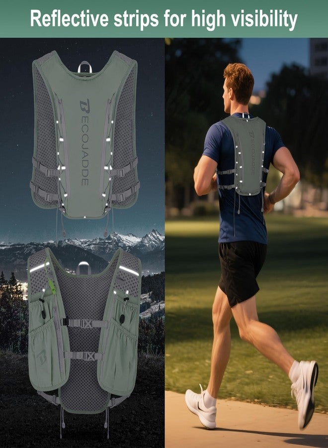 BECOJADDE Running Vest Hydration Backpack Lightweight 5L Water Pack for Men Women, Running Backpack Hydration Pack for Marathon, Trail Running, Cycling, Hiking, Jogging Green - Image 5
