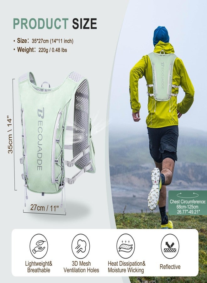 BECOJADDE Running Vest Hydration Backpack Lightweight 5L Water Pack for Men Women, Running Backpack Hydration Pack for Marathon, Trail Running, Cycling, Hiking, Jogging Green - Image 4