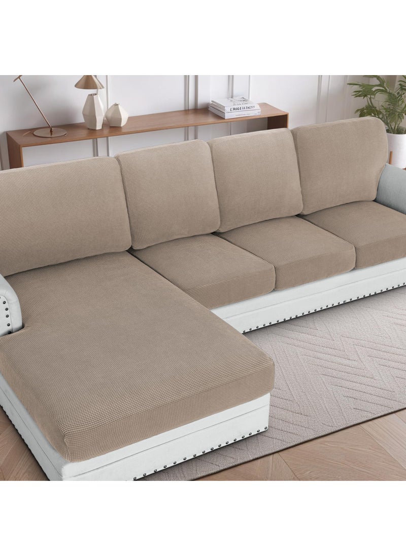 H.VERSAILTEX HVERSAILTEX Sectional Couch Covers 1 Piece Chaise Slipcover L Shape Separate Cushion Couch Cover for Both LeftRight Sectional Couch Seat Only 1 Chaises Sand 
