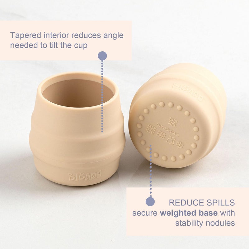 BIBaDO - Sippit Silicone Baby Cup, Fawn (2-Pack) - Open Training Silicone Cups - Soft, Non Slip Grip, Weighted Base - Durable, Dishwasher Safe, BPA Free - Toddler Cups - Baby Essentials - 6 Months+ - Image 5