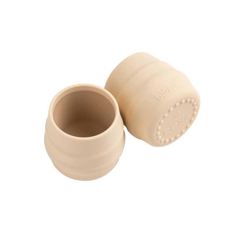 BIBaDO - Sippit Silicone Baby Cup, Fawn (2-Pack) - Open Training Silicone Cups - Soft, Non Slip Grip, Weighted Base - Durable, Dishwasher Safe, BPA Free - Toddler Cups - Baby Essentials - 6 Months+ - Image 1
