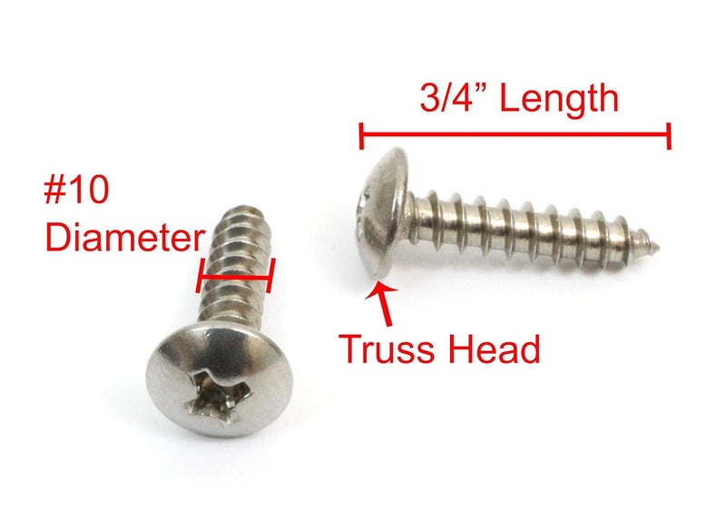 Bolt Dropper #10 x 3/4" Stainless Truss Head Phillips Wood Screw (100pc) 18-8 (304) Stainless Steel Screws by - Image 2