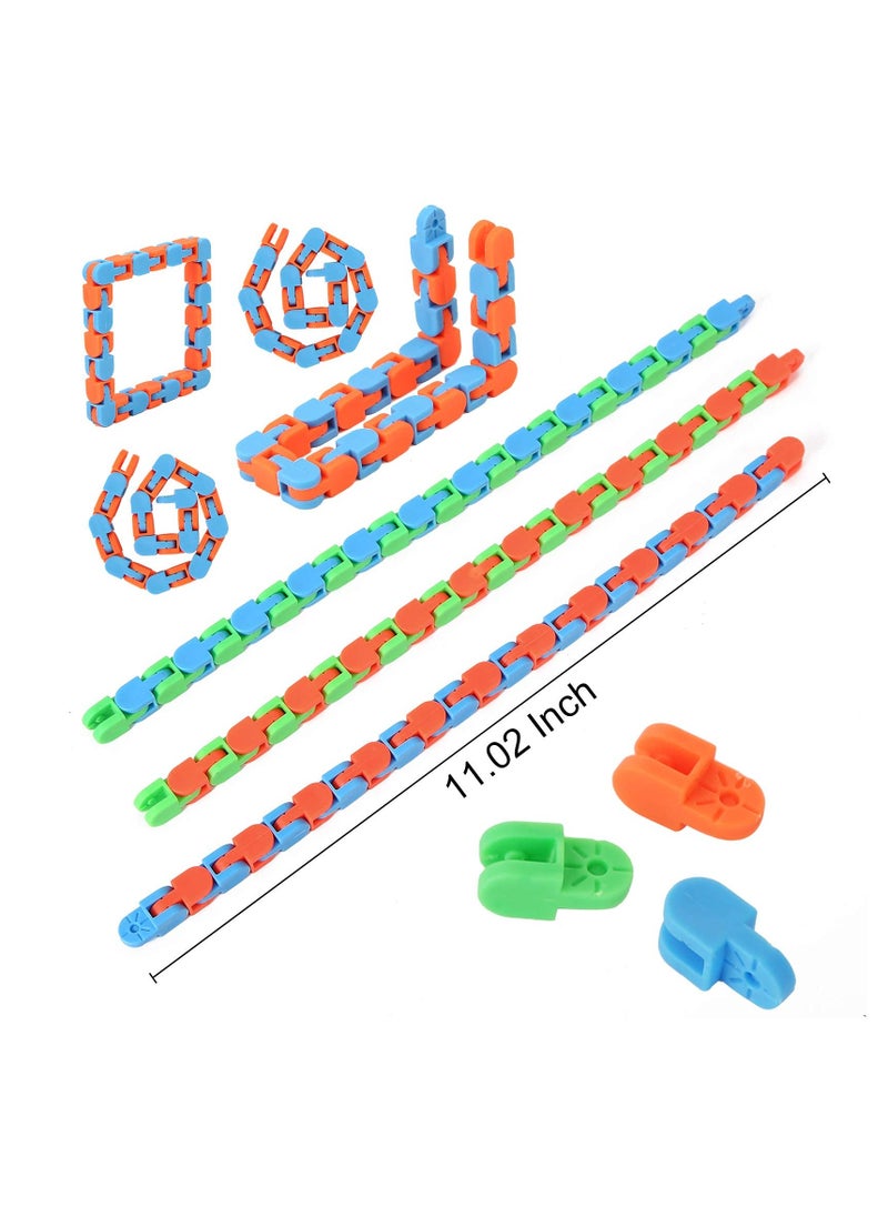 Excefore - Wacky Tracks Fidget Toys 6 Pack,Snake Fidget Toys for Kids-Sensory Snap and Click Finger Fidget Packs,Snake Puzzles for Stress Relief, Party Bag Fillers,Party Favors,Assorted Colors - Image 1