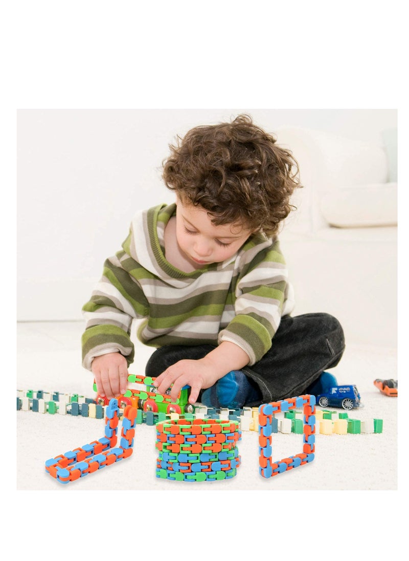 Excefore - Wacky Tracks Fidget Toys 6 Pack,Snake Fidget Toys for Kids-Sensory Snap and Click Finger Fidget Packs,Snake Puzzles for Stress Relief, Party Bag Fillers,Party Favors,Assorted Colors - Image 1