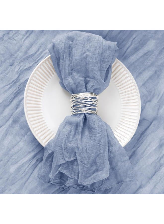 DeZerlor 100 Pack Dusty Blue Cheesecloth Napkins Spring Easter Cloth Napkins Set of 100 Blue Dinner Napkins Bulk 21x21 Inches for Wedding Bridal Shower Baby Shower Parties - Image 2