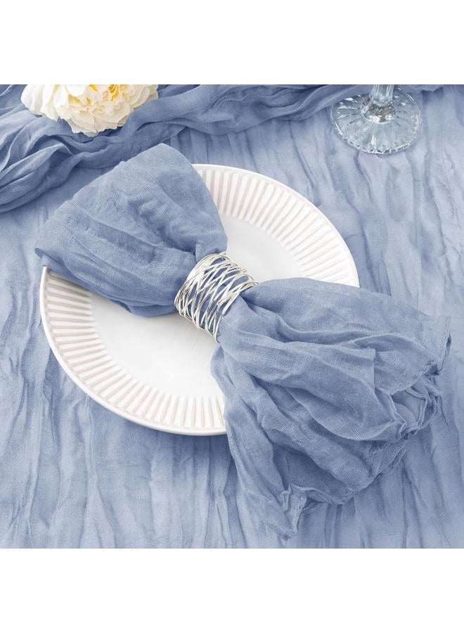 DeZerlor 100 Pack Dusty Blue Cheesecloth Napkins Spring Easter Cloth Napkins Set of 100 Blue Dinner Napkins Bulk 21x21 Inches for Wedding Bridal Shower Baby Shower Parties - Image 1