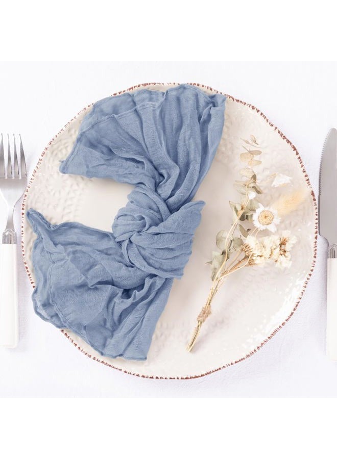 DeZerlor 100 Pack Dusty Blue Cheesecloth Napkins Spring Easter Cloth Napkins Set of 100 Blue Dinner Napkins Bulk 21x21 Inches for Wedding Bridal Shower Baby Shower Parties - Image 4