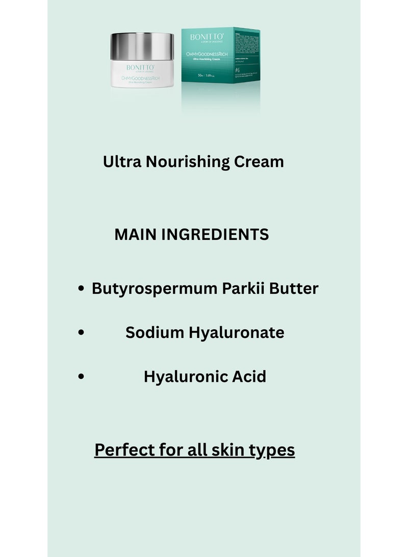 BONITTO® BONITTO – OhMyGoodnessRich Ultra Nourishing Cream with Shea Butter & Hyaluronic Acid – 50ml - Image 3