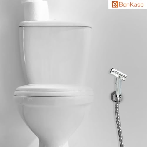 BonKaso ABS Health Faucet- 2 Modes Jet Spray for Toilet, Handheld Bidet Sprayer, High-Pressure & Soft Flow Modes, Leak-Proof Push Button|1M Tangle-Free Stainless Steel Hose|Flexible Tube - Image 5