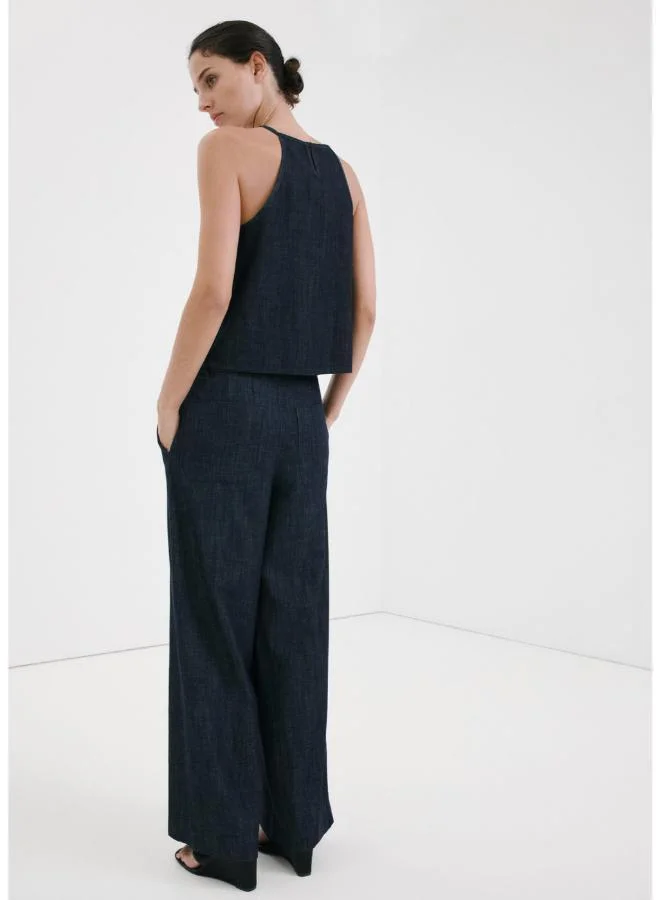 MANGO Wide leg mid-rise jeans