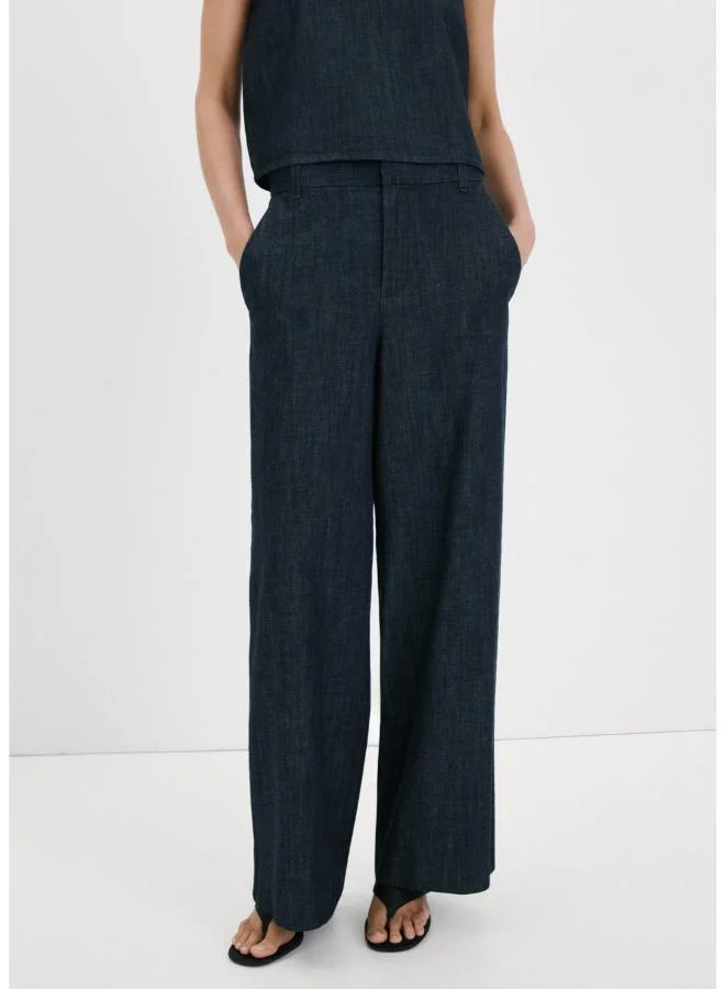 MANGO Wide leg mid-rise jeans