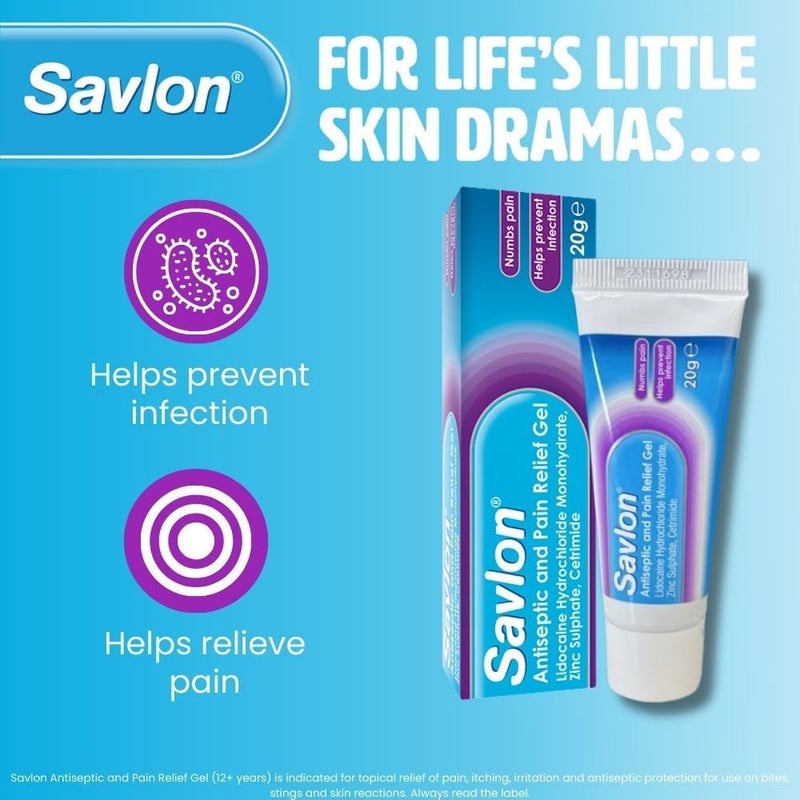 Savlon Antiseptic Pain Relief Gel First Aid for Relief of Pain Itching Irritation Contains Anaesthetic to Numb Pain Antiseptic to Help Prevent Infection 20g 1 pack - Image 2