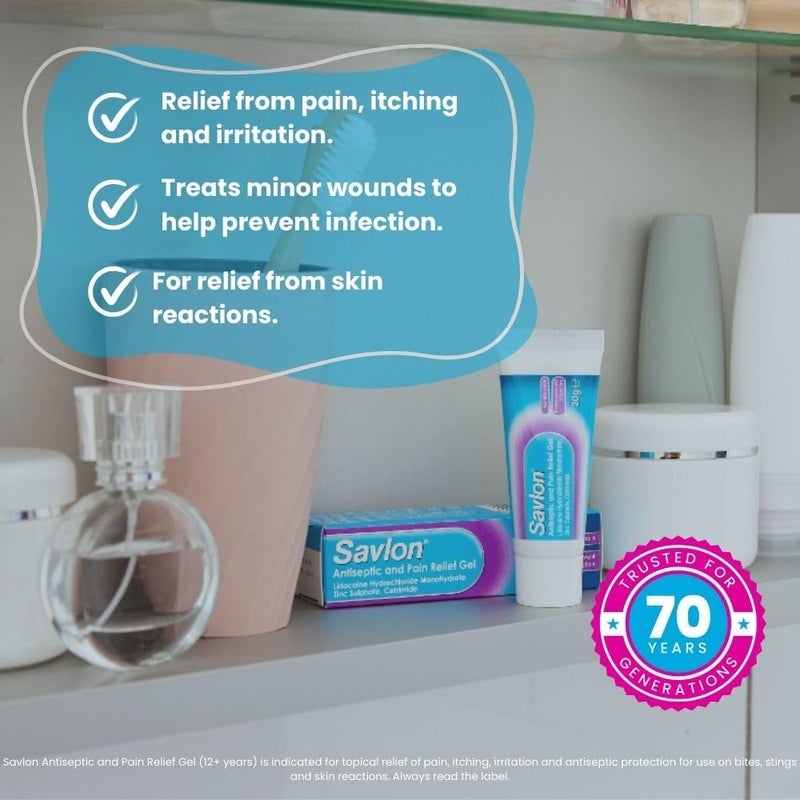 Savlon Antiseptic Pain Relief Gel First Aid for Relief of Pain Itching Irritation Contains Anaesthetic to Numb Pain Antiseptic to Help Prevent Infection 20g 1 pack - Image 5