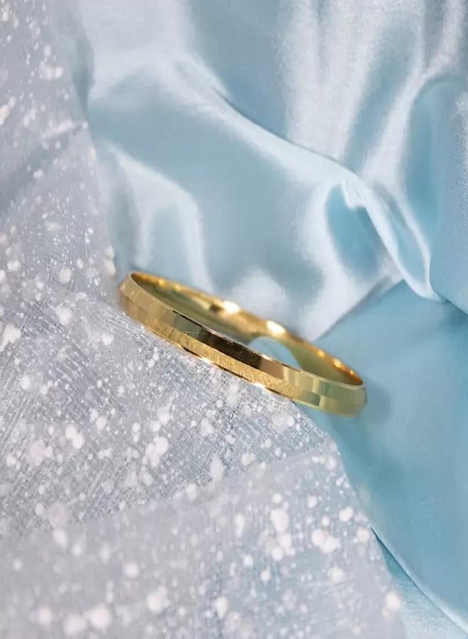 De-Autocare Gold Plated Stainless Steel Plain Hand Cuff Wrist Sharp Line Punjabi Sikh Men Kada Bangle Bracelet (2-8) (2-12) - Image 2