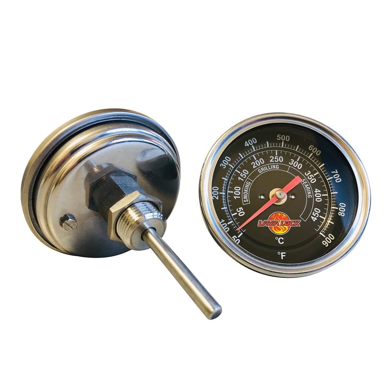LavaLock Black Face BBQ Grill Thermometer 50F-900F High Temp Range Heavy Duty Premium Quality Smoker Thermo 2 Inch or 3" 1/2 NPT Thread - Image 1