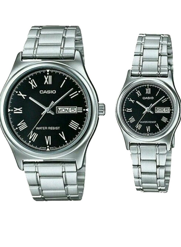 CASIO ساعة كاسيو للرجال بعرض اليوم والتاريخ من الستانلس ستيل MTP/LTP-V006D-1BUDF - Image 1