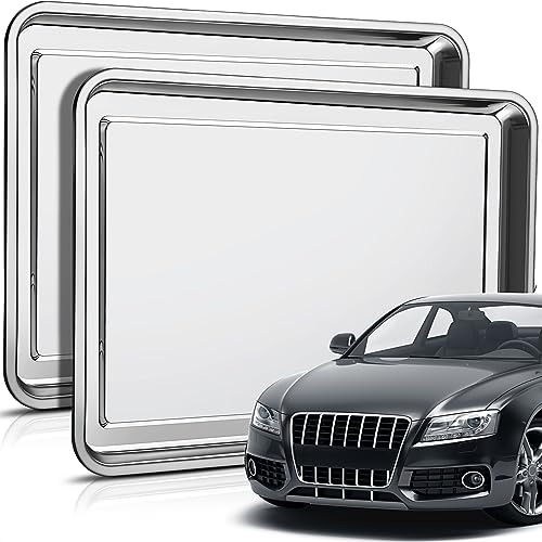 Datanly 2 Pcs Stainless Steel Oil Drip Pan for Under Car 2756 x 1969 Inch Automotive Oil Change Pan Silver Rust Resistant Motorcycle Drip Tray Replacement Tray for Garage Floor