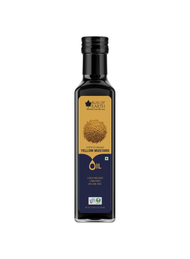 Bliss of Earth 500ML Organic Yellow Mustard Seed Oil for Cooking Cold Pressed & Hexane Free - Image 1