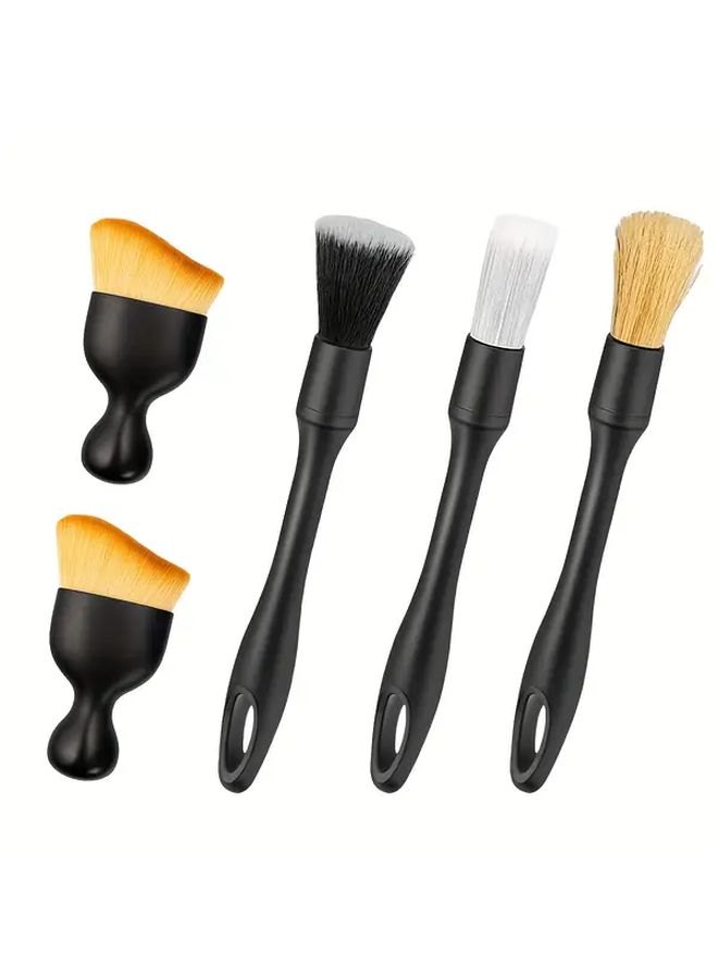 A Set Of 5 Black Car Detailing Brushes For Cleaning Air Conditioning Vents And Gaps Dust Removal Interior Car Care Including Wash Tools And Cleaning Supplies - Image 1