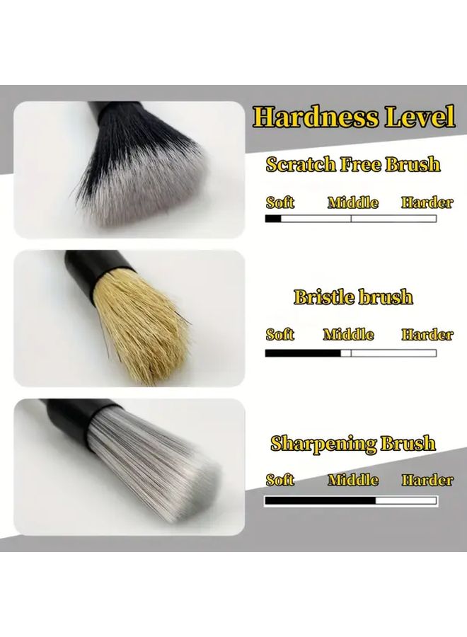 A Set Of 5 Black Car Detailing Brushes For Cleaning Air Conditioning Vents And Gaps Dust Removal Interior Car Care Including Wash Tools And Cleaning Supplies - Image 3