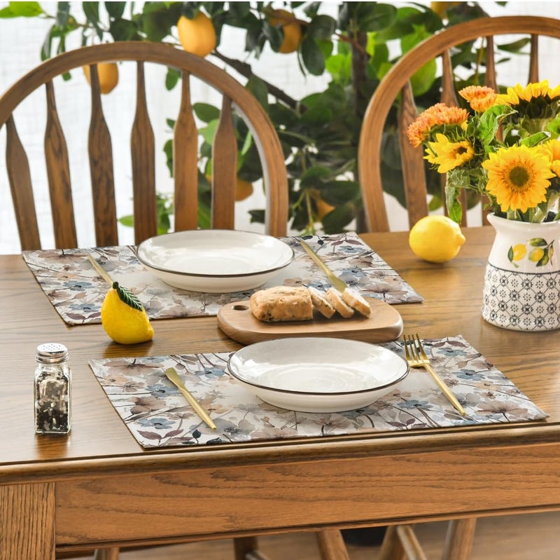 Artoid Mode Brown Poppy Flowers Floral Blossom Summer Placemats Set of 412x18 Inch Seasonal Fall Table Mats for Party Kitchen Dining Decoration - Image 4