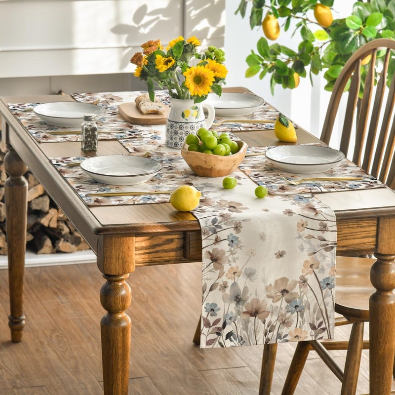 Artoid Mode Brown Poppy Flowers Floral Blossom Summer Placemats Set of 412x18 Inch Seasonal Fall Table Mats for Party Kitchen Dining Decoration - Image 5