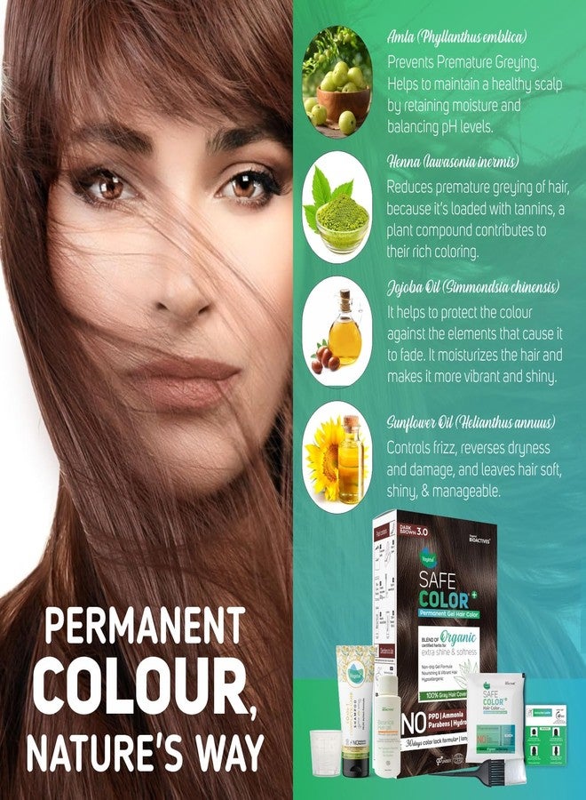 Vegetal Safe Color Dark Brown 3.0, 70ml. (Pack of 2) Permanent Gel Hair Colour, Organic Herbs Blend, Chemical-Free, 100% Grey Coverage - Image 5
