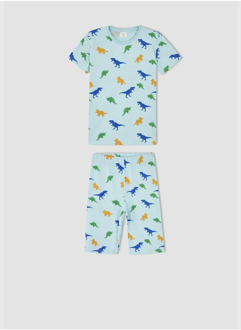 ديفاكتو Regular Fit Short Sleeve Dinasour Print Pyjama Set